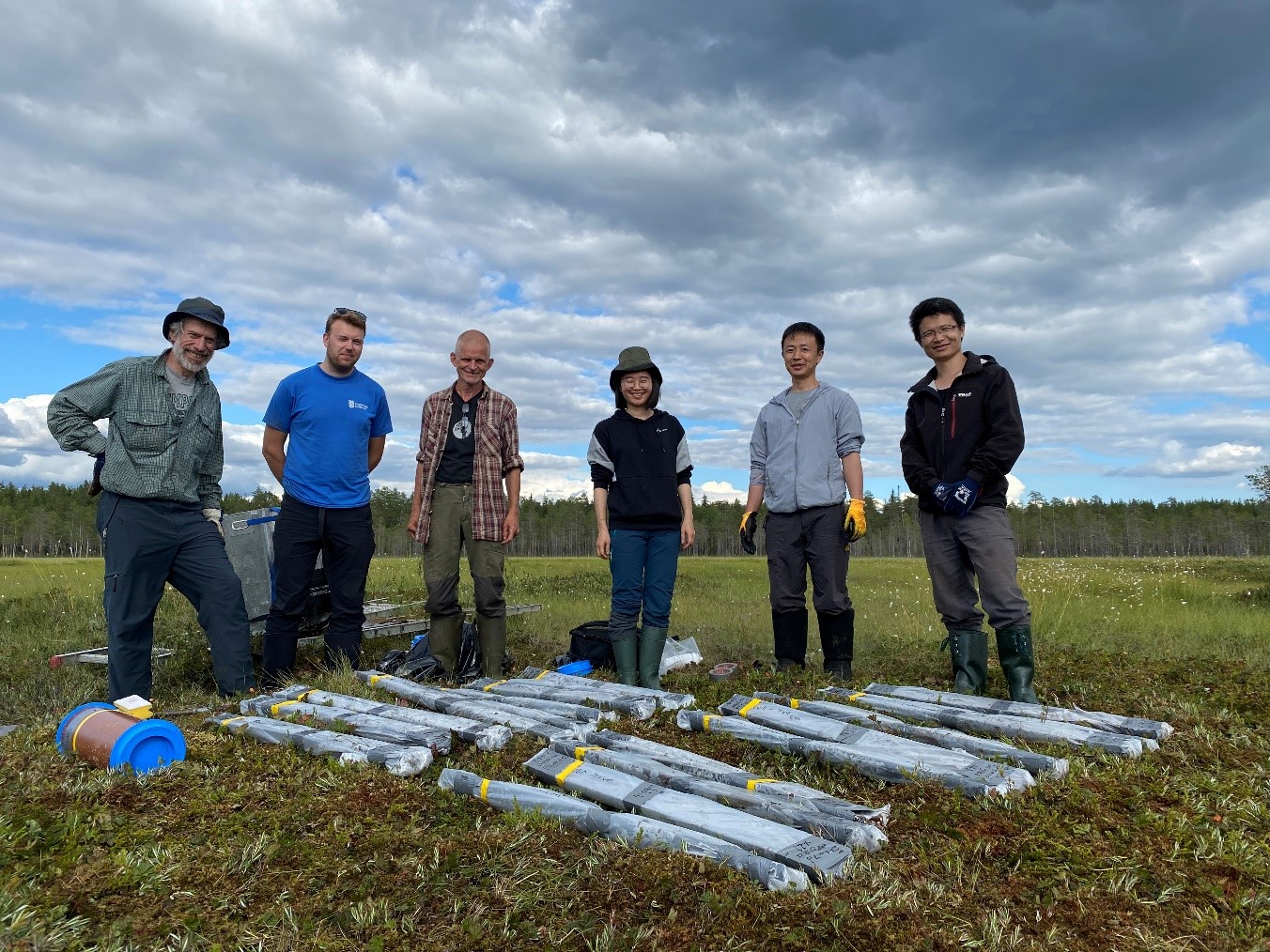 Group of researchers on peatland. Photo.