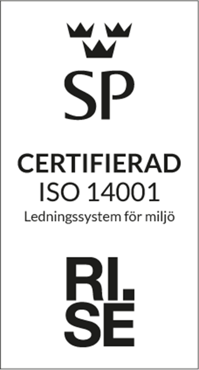 ISO 14001 certifikat. Logga