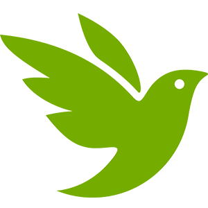 iNaturalistlogo i form av en grön fågel som flyger upp i siluett från sidan.