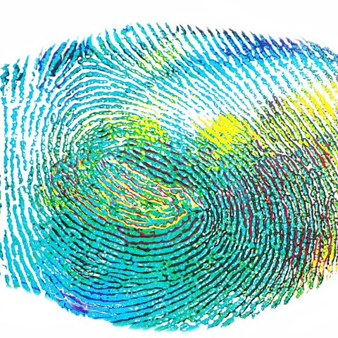 Fingerprint in neon, illustration.