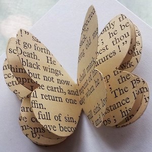 Butterfly made from recycled paper, photo.