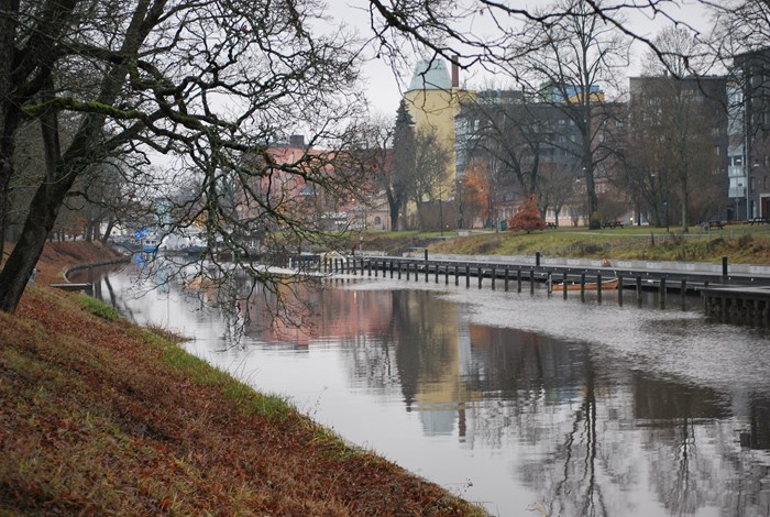 A stream with a jetty on one side. Photo