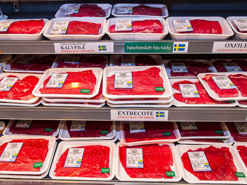 Meat in supermarket. Photo.