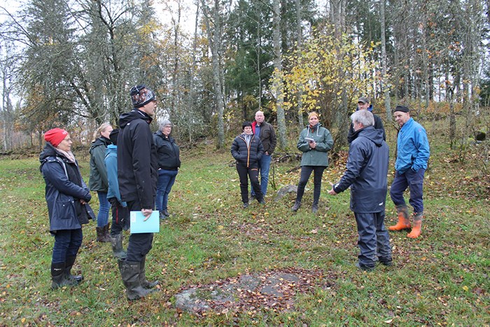 Många personer samlade i en ring utomhus på gräs. Foto. 