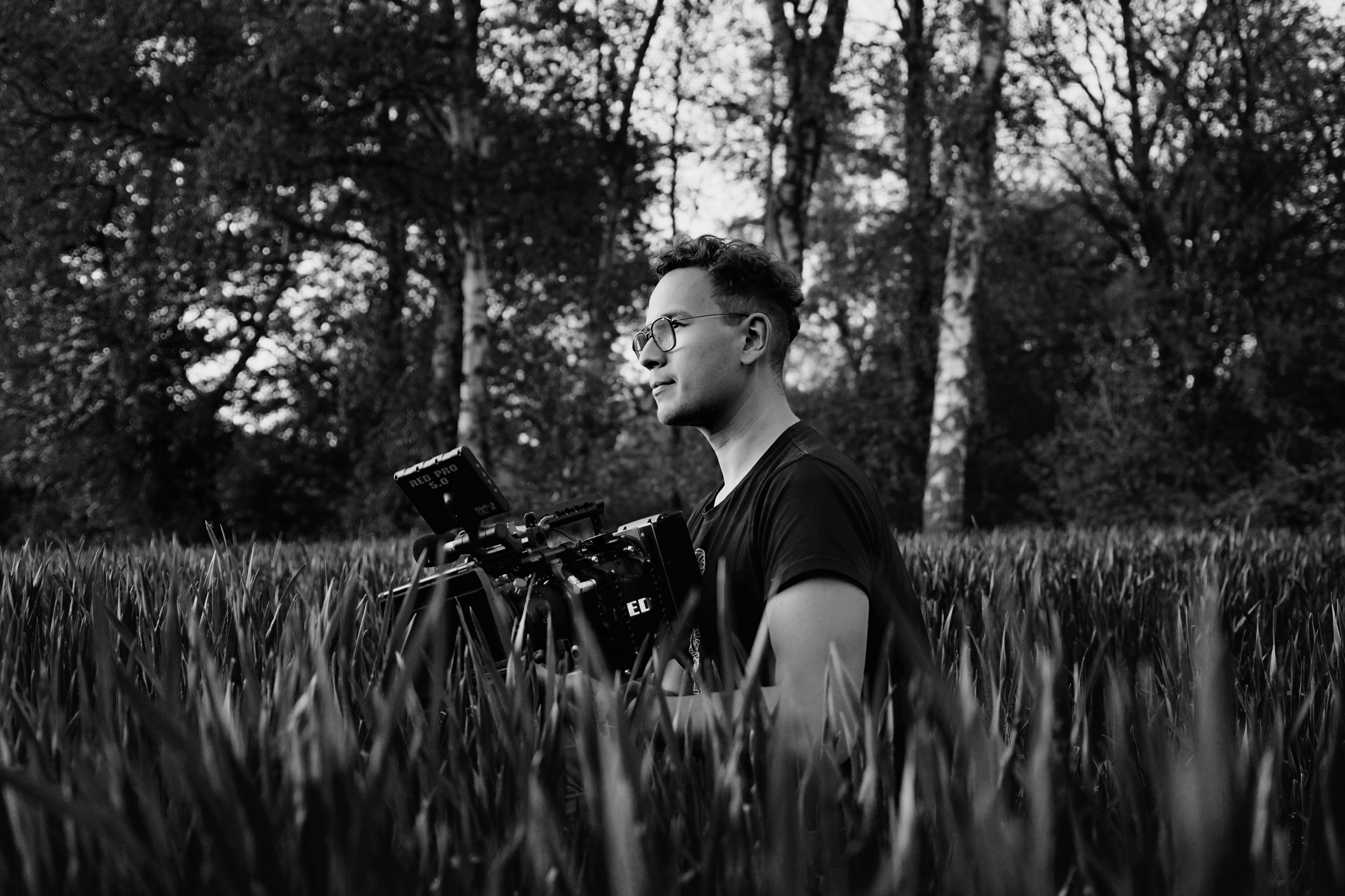 Journalist in field
