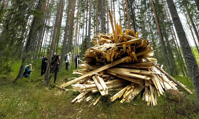 Artwork in the forest.