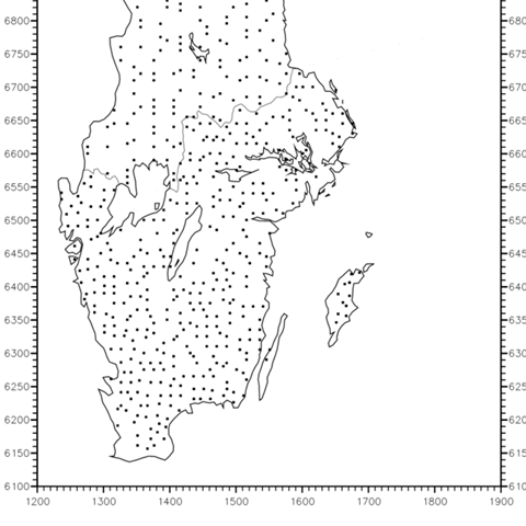 Urklipp ur ICP Forests karta över inventeringsytor, 1995-2006
