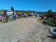 Market along village road in South Africa