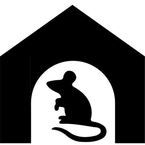 Illustration av en mus i ett hus