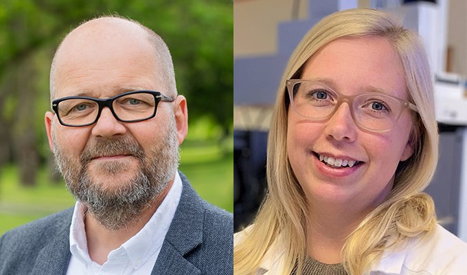 Från vänster: Gunnar Carlsson, koordinator för program Giftfri miljö vid SLU och Anna-Karin Dahlberg, biträdande koordinator. Foto.