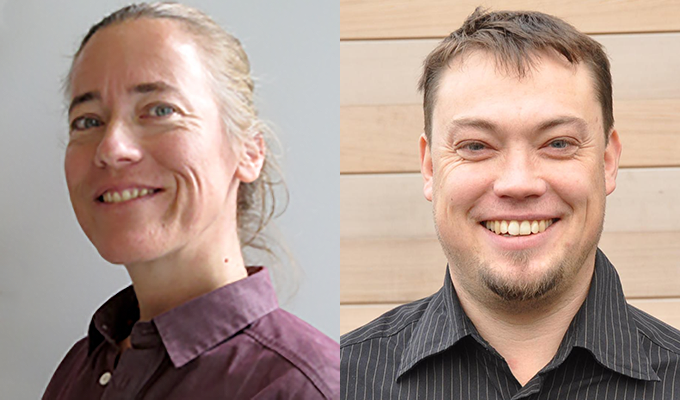 För program Klimat inom SLU:s miljöanalys är Sabine Jordan koordinator (till höger) och Örjan Berglund biträdande koordinator (till vänster). Foton.