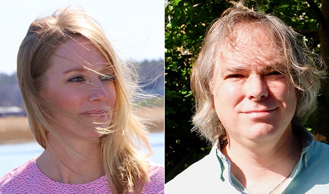 Sara Bergek och Brendan Mckie, koordinator respektive biträdande koordinator för program Sjöar och vattendrag. Foto.