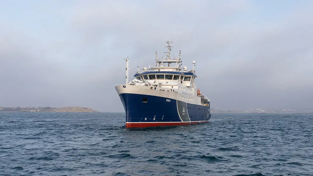 Ship in grey weather