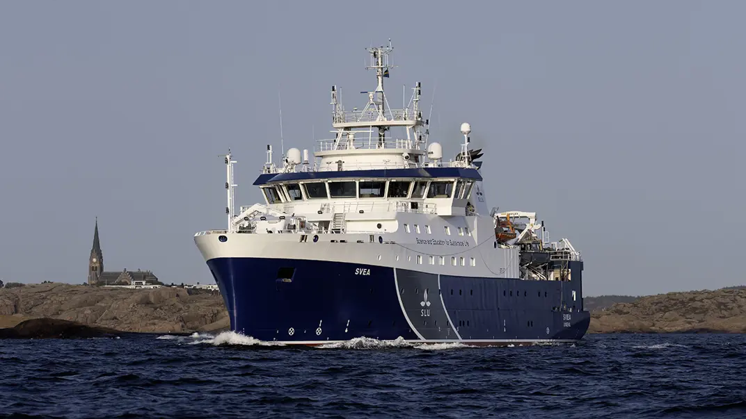 Svea at sea under blue skies