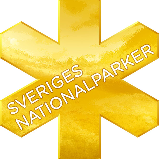 Illustration med guldstjärna för Sveriges nationalparker