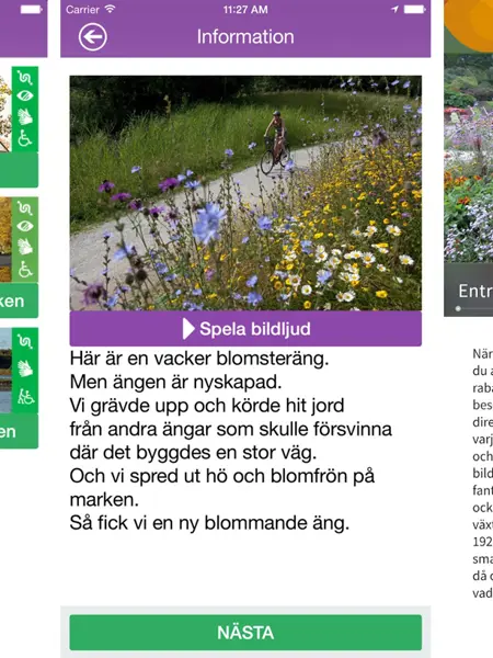 Skärmbilder från appen “Natur- och kulturguide” i Örebro