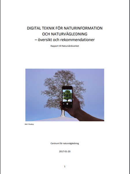 Rapporten från 2017 Digital teknik för naturinformation och naturvägledning - översikt och rekommendationer