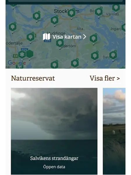 Skärmbild från Naturkartan