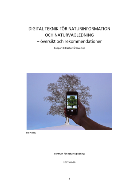Framsida på rapporten Digital teknik för naturinformation och naturvägledning