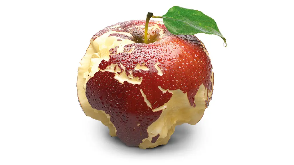 Planeten jorden i form av ett äpple. Foto/illustration.