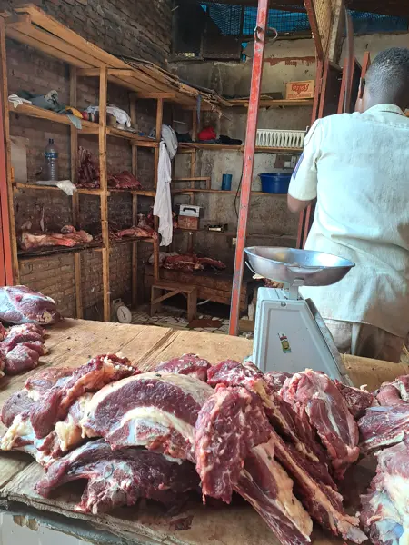 Meat at a market in East Africa. Photo.
