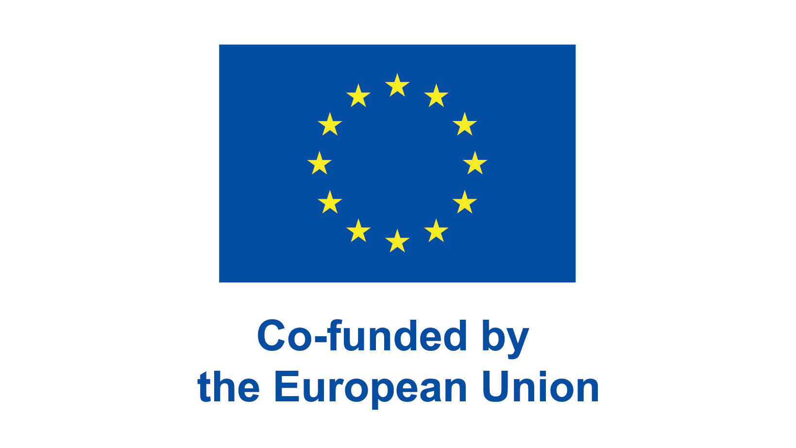 EU-flag with text "Co-funded by the European Union". Blue flag with yellow stars.