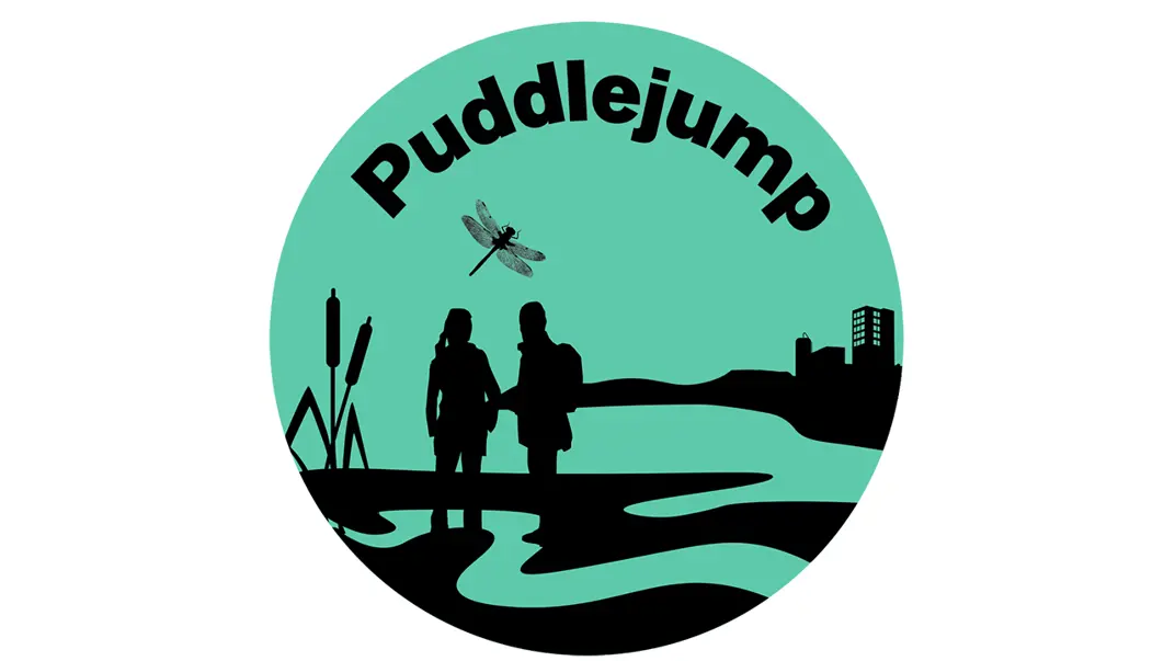 Logotyp för Puddlejump. Illustration.