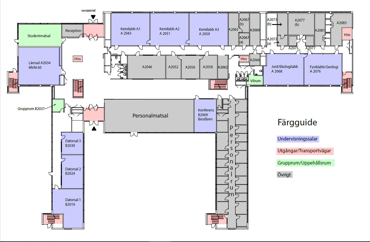 Karta över MVM-huset plan 2